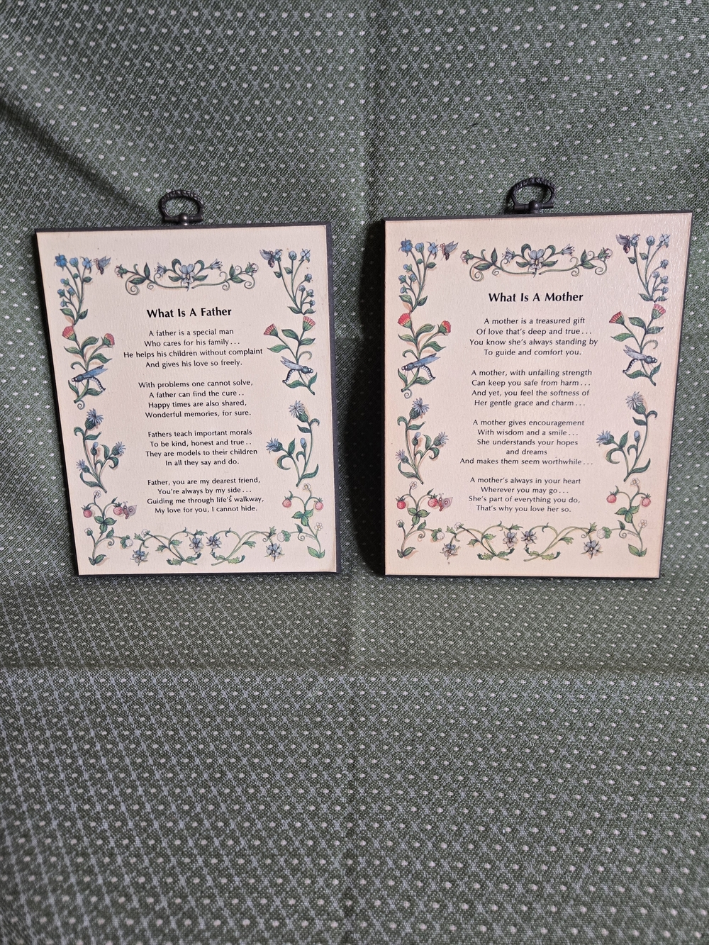 What Is A Mother? & What Is A Father? Wooden Plaques - Vintage